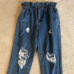 Blue distressed jeans